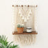ANROYE Single Tier Macrame Boho Wall Hanging Shelf, Handmade Bohemian Wooden Woven