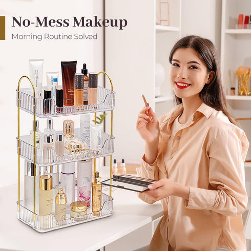Counter 3 Countertop Aveniee Bathroom Organizer, Tier Perfume Skin Care Storage Shelf, Vanity Makeup Tray for Cosmetic