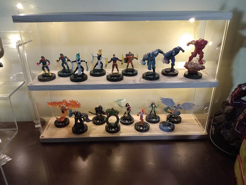 ELEpure 2 15.55" 3.78" 10.8" Clear Acrylic Display Shelf Case for Mini Funko Pop, Wooden Display Stand for POP MART