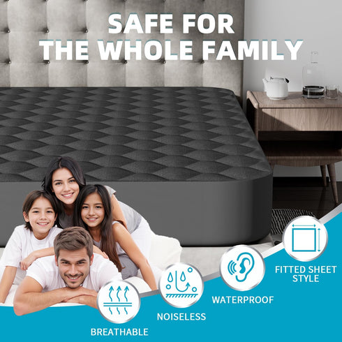 Waterproof King Mattress Protector - Noiseless King Size Mattress Pad with Deep Pocket for 8-21 inches, Soft &