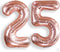 AULE 40 Inch Large 25 Number Balloons, Rose Gold Big Foil Number Balloons for 25th Birthday Party Decorations