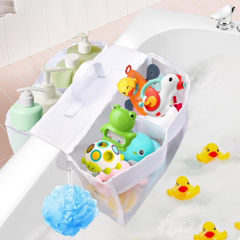 Generic Cerpourt Baby Bath Toys Storage, Saddle Shape 4 Compartment Mesh Bath Toy
