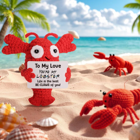 YUEYUQIU Anniversary Birthday Gifts for Her Him Grilfriend Boyfriend - to My Love Handmade Crochet Lobster, I Love You