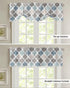 Hostline 42"x12" Valances Curtains for Living Room Retro Blue Moroccan Geometric Pattern Semi Sheer Valance for Windows