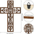 Yookeer 3 Pcs Wooden Cross Wall Decor - Handmade Antique Religious Brown Decorations for Home