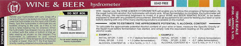 Triple Scale Hydrometer for Wine and Beer