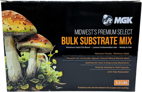 (5 LBS) Myco Labs Premium Bulk Mushroom Substrate Mix | Fully Pastuerized | Maximum Yield | for Dung & Grain Loving