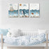 3Pcs 12x16 Inch SUAXTCCR Nautical Nursery Canvas Wall Art Blue Beach Animal Wall Decor Pictures Ocean Kids Room Sea