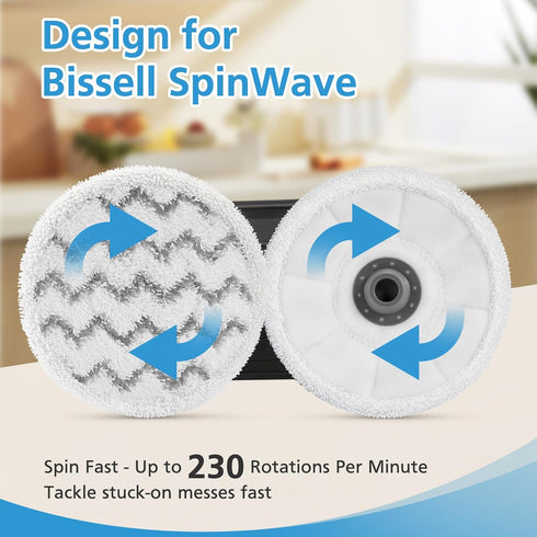 6 Pack 3897A 3712 3897A/3712 / Rotating Steam Mop Pads Replacement for Bissell SpinWave SmartSteam Scrubbing Steam Mop
