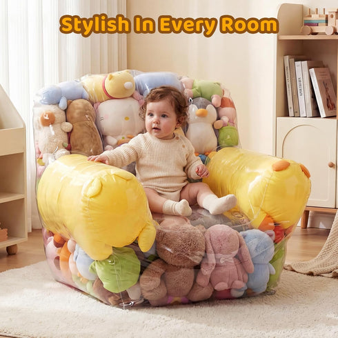 NTYNTY 37.8" 37.4", 0.35mm 330lbs Clear Stuffed Animal Storage Chair, x Thick PVC, Load, Waterproof Transparent plush