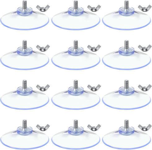 Suction Cups with Screws, 2 Inch Diameter Transparent PVC with Screw Hook, Clear Sucker for Kitchens, Offices, Bathroom