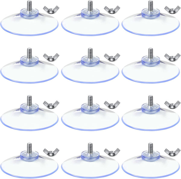 Suction Cups with Screws, 2 Inch Diameter Transparent PVC with Screw Hook, Clear Sucker for Kitchens, Offices, Bathroom