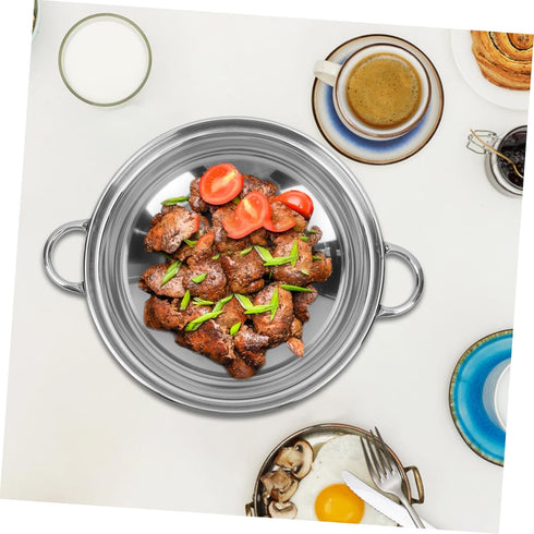 Zerodeko 1 Set Stainless Steel Griddle Chinese Wok Asian Noodles Saute Pan with Lid Korea Noodle Ramen Pot Non Stick Skillet Stainless Steel Saute Pan Pans with Lids Camping Stove Pasta by Zerodeko