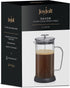 JoyJolt Fluted French Press Coffee and Tea Maker Set, 33.8oz, Stainless Steel, Borosilicate Glass, Portable