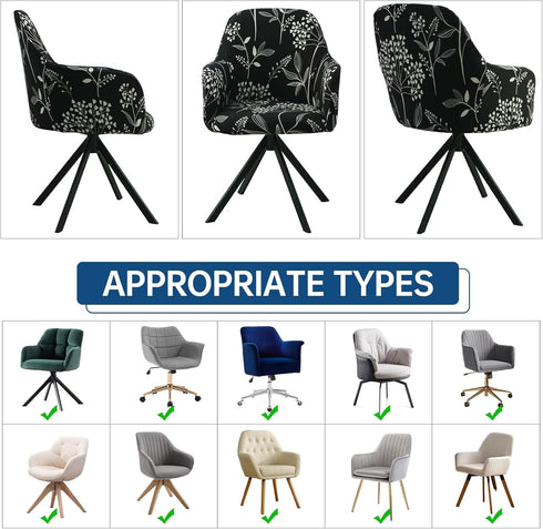 Iauddy Swivel Armchair Accent Dining Chair Cover for Office, Stretch Mid-Back Office Desk Chair Sliopcover Leisure Arm