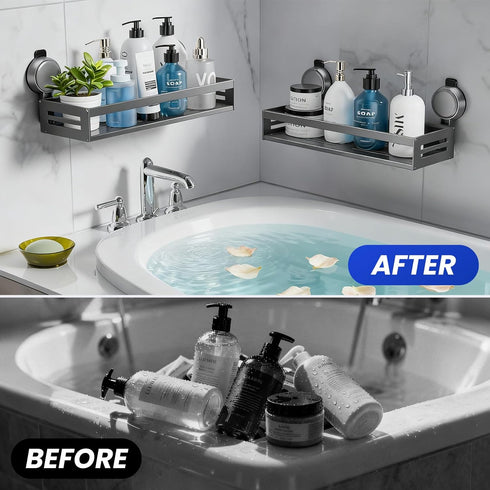 BREIS Shower Caddy Suction Cup, No Drill Shower Shelves, Rustproof Suction Showers Organizer, Large Capacity Bathroom
