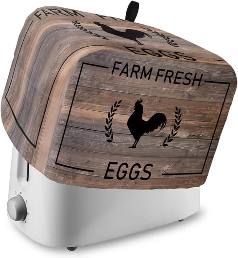 Farmhouse Rooster Toaster Cover 4 Slice, Rustic Black Farm Animals Wood Toaster Oven Cover