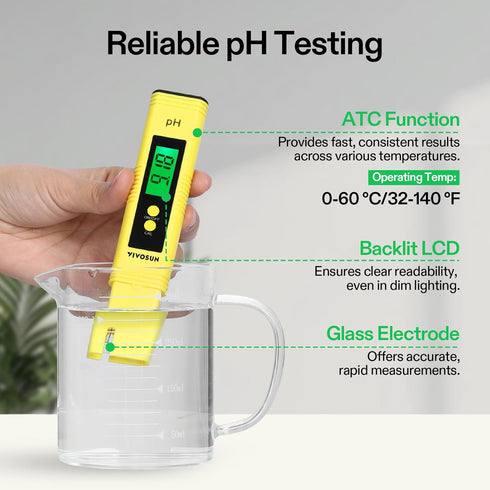 3-in-1 3-in-1 VIVOSUN Digital pH Meter, TDS/EC/Temperature Meter, Soil Moisture/pH/Light Tester Combo for Home, Garden