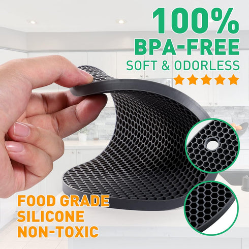 Multi-Purpose Silicone Trivet, Flexible Heat Resistant Pot Holders, Square and Round Mats for Hot Pots and Pans,