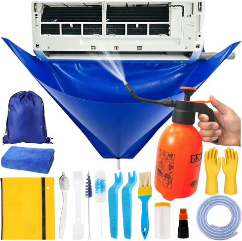 Oiktylr 18Pcs Mini Split Cleaning Kit Bag with 2L Pressure Sprayer, PVC