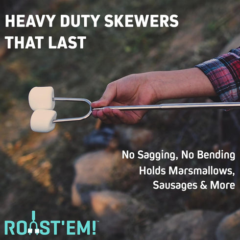Rotating Marshmallow Roasting Sticks for Campfire & Bonfire, Set of 5 Extra Long Hot Dog & Smores Sticks