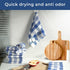 Shop LC Kitchen Towels Dish Cloths | Set of 24 | 100% Cotton | 12 x 12 Inches | Blue Checkered Pattern