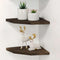 Joiishom Wood Corner Wall Shelves Set of 2, Solid Wood Corner Floating