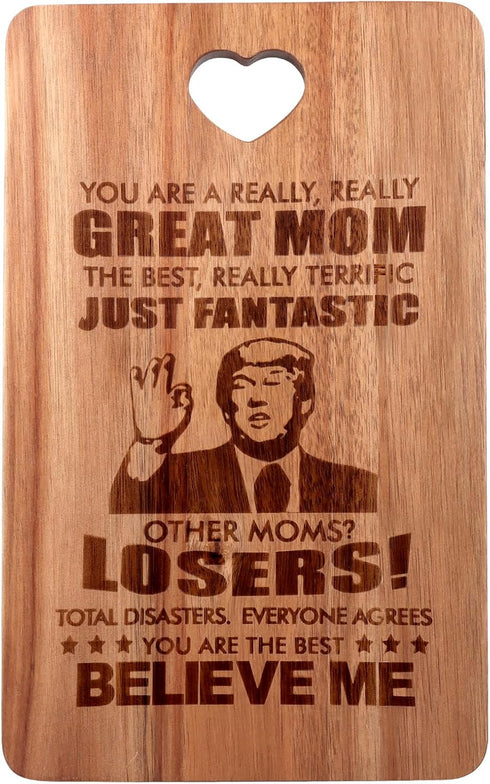 Gift for Mom - Wooden Cheese Charcuterie Board, Unique Christmas, Mother's Day, Birthday Presents