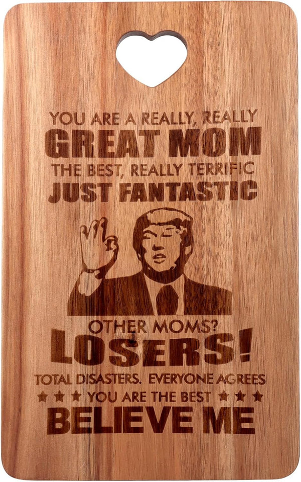 Gift for Mom - Wooden Cheese Charcuterie Board, Unique Christmas, Mother's Day, Birthday Presents