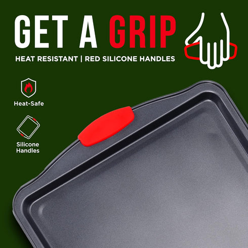 BAKKEN Nonstick Cookie Sheets for Baking, 3-Piece Stackable Carbon Steel Baking Sheet Set