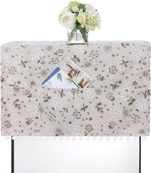 Fridge Washing Machine Dust Proof Cover Protector, Multi-purpose Cotton Linen Universal Top Cover with Storage Bag