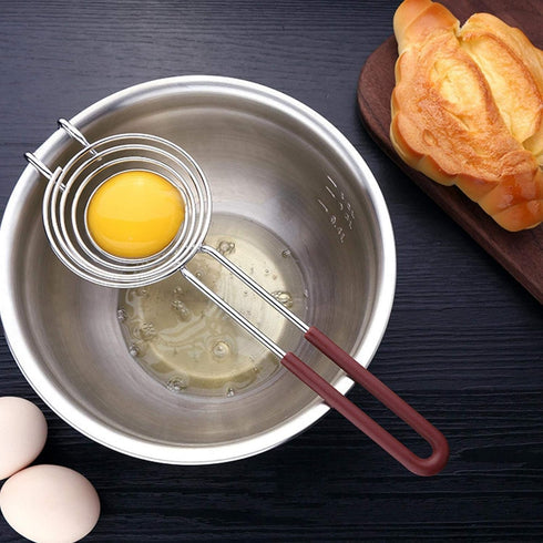 Stainless Steel Egg Yolk White Separator with Long Handle, Kitchen Baking Tool