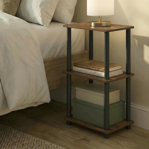 3-Tier Furinno Turn-N-Tube Storage Shelves, Open Frame Book Shelf, Standing Corner Shelf, Toolless Assembly, Open