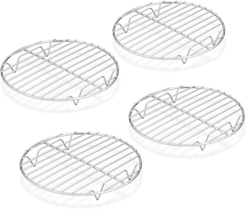 TeamFar Round Cooling Rack Set of 4 - 7½ Inch Stainless Steel Baking Steaming Roasting Rack Set for Pot Air Fryer
