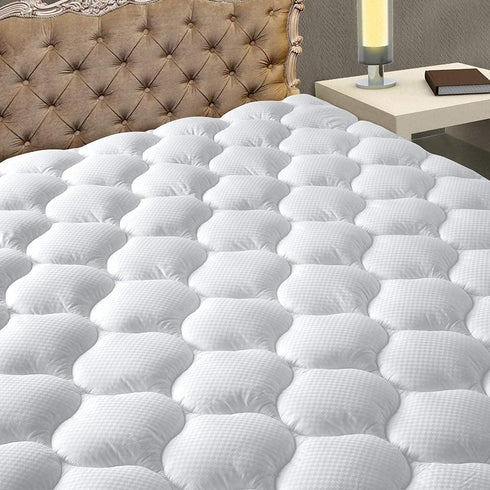 MATBEBY Quilted Fitted California King Mattress Pad, Cooling Breathable Soft, Stretches up to 21 Inch Deep, White