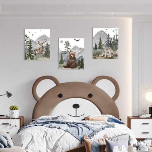 Decor,12x15 Inch,Set 3 Woodland Nursery Wall Art Decor: Forest Themed Animal Wall Art Prints Canvas Posters Nursery