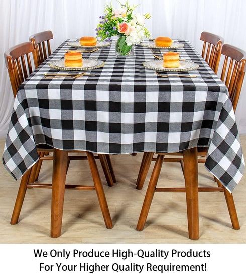 ShinyBeauty 54x54-Inch Checked Square Tablecloth, Black and White Buffalo Plaid Washable Cotton for Dining Room