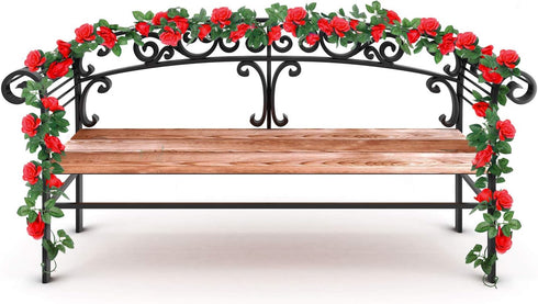 Syhood Artificial Rose Garlands, 14.4 ft Red Flower Vine for Wedding Arch Ceremony Home Garden Decorations