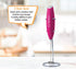 Elementi Electric Milk Frother with Stand, Handheld Drink Mixer and Frother, Pink Coffee Maker