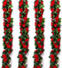 Musdoney 4Pcs 32.2 FT Fake Rose Vine Flowers, Artificial Flower Garland for Home, Wedding, Party Decor (Red)