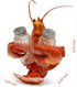 Set Hodao Lobster With Salt and Pepper Shaker Figurines Decoration Lobster with Holder Figurine for Beach Bar