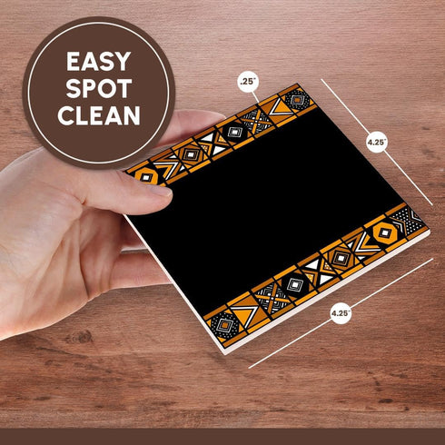 3dRose Set of 4 Ceramic Tile Coasters, Brown and Black African Pattern Inspired by Zulu Beadwork