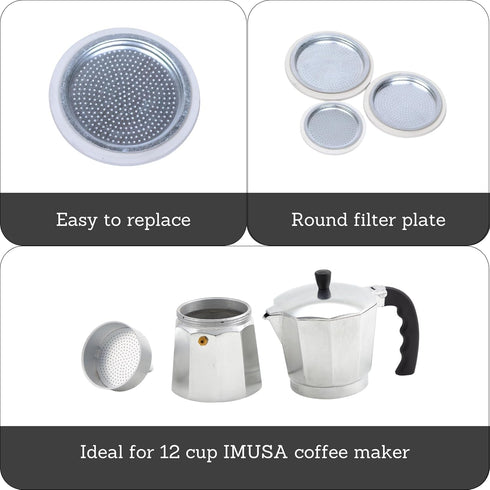 IMUSA Aluminium Stovetop Replacement Rubber Ring & Filter for 12-Cups