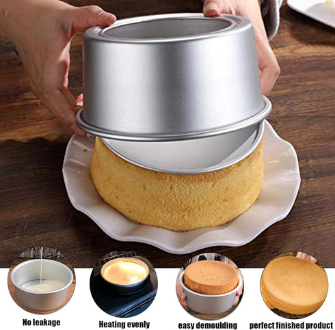 EXGOX 2 Pack 8-Inch Non-Stick Deep Aluminum Round Cake Pan with Removable Bottom for Baking (4 inch)