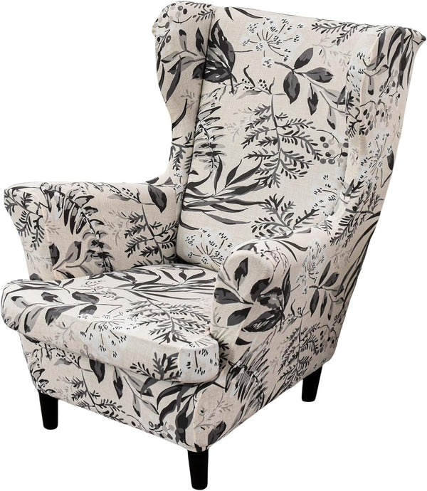 Eco-Ancheng Wingback Chair Slipcover 2 Piece Slipcovers for Wingback Chairs Jacquard Wingback