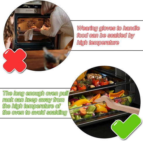 Wooden Oven Rack Puller, Practical Tool for Toaster Oven and Air Fryer to Prevent Burns