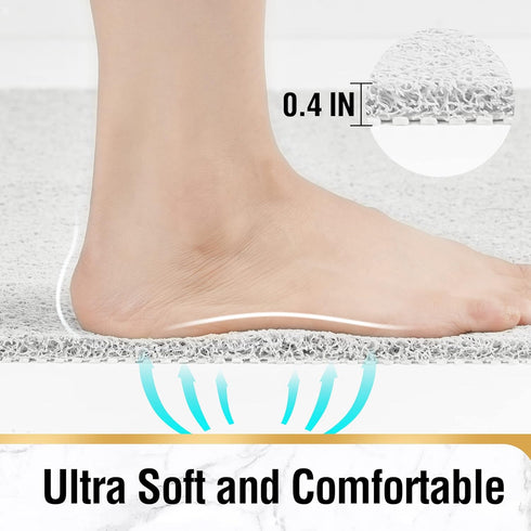 40 16 Inch, HITSLAM Non Slip Bathtub Mat x Extra Long Bath Mat for Tub, Soft PVC Loofah Shower Floor Mat with Drain