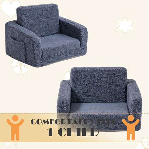 SUFUS 2-in-1 Toddler Baby Chair Couch Sofa Kids Foldable Sherpa Fold Out Couch Toddler Chairs Comfy for Boys & Girls
