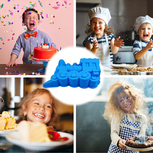 Locomotive Train Silicone Cake Pan - Non-Stick Cake Mold for DIY Birthday Party Cake and Bread