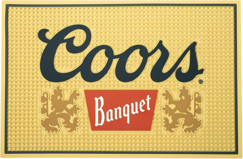 Coors Banquet Bar Mat, 18x12 inches Non-Slip Rubber Backing for Countertop Home Bar, Coffee Maker, Pet Bowl